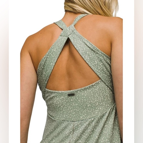 Prana Jewel Lake Summer Dress - S - Juniper Green Sharkstooth Midi High Neck - Picture 8 of 16